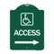 Signmission Access W/ Updated Isa and Right Arrow, Green & White Aluminum Sign, 18" H, GW-1824-24357 A-DES-GW-1824-24357 - alternate 1